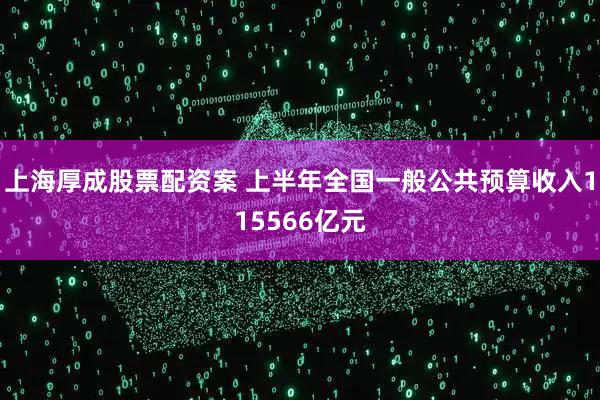 上海厚成股票配资案 上半年全国一般公共预算收入115566亿元
